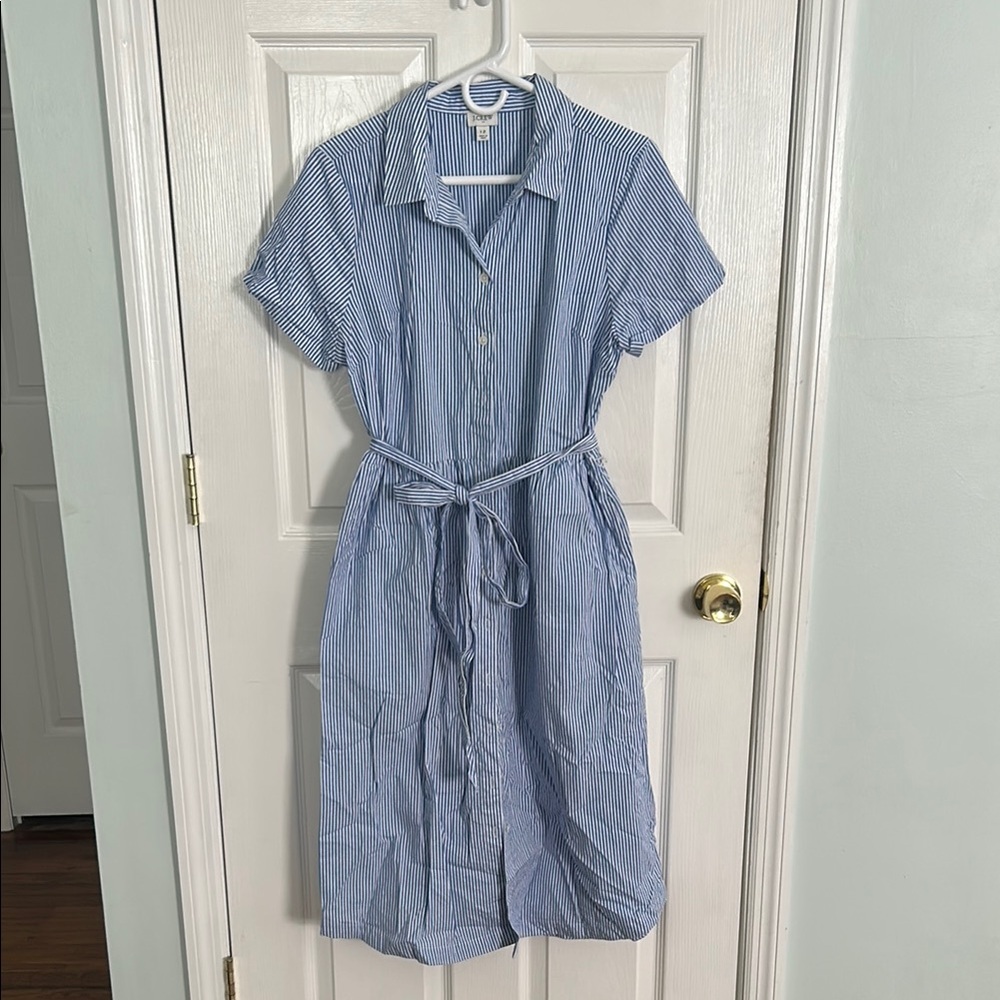 J. Crew Blue Striped Midi Dress